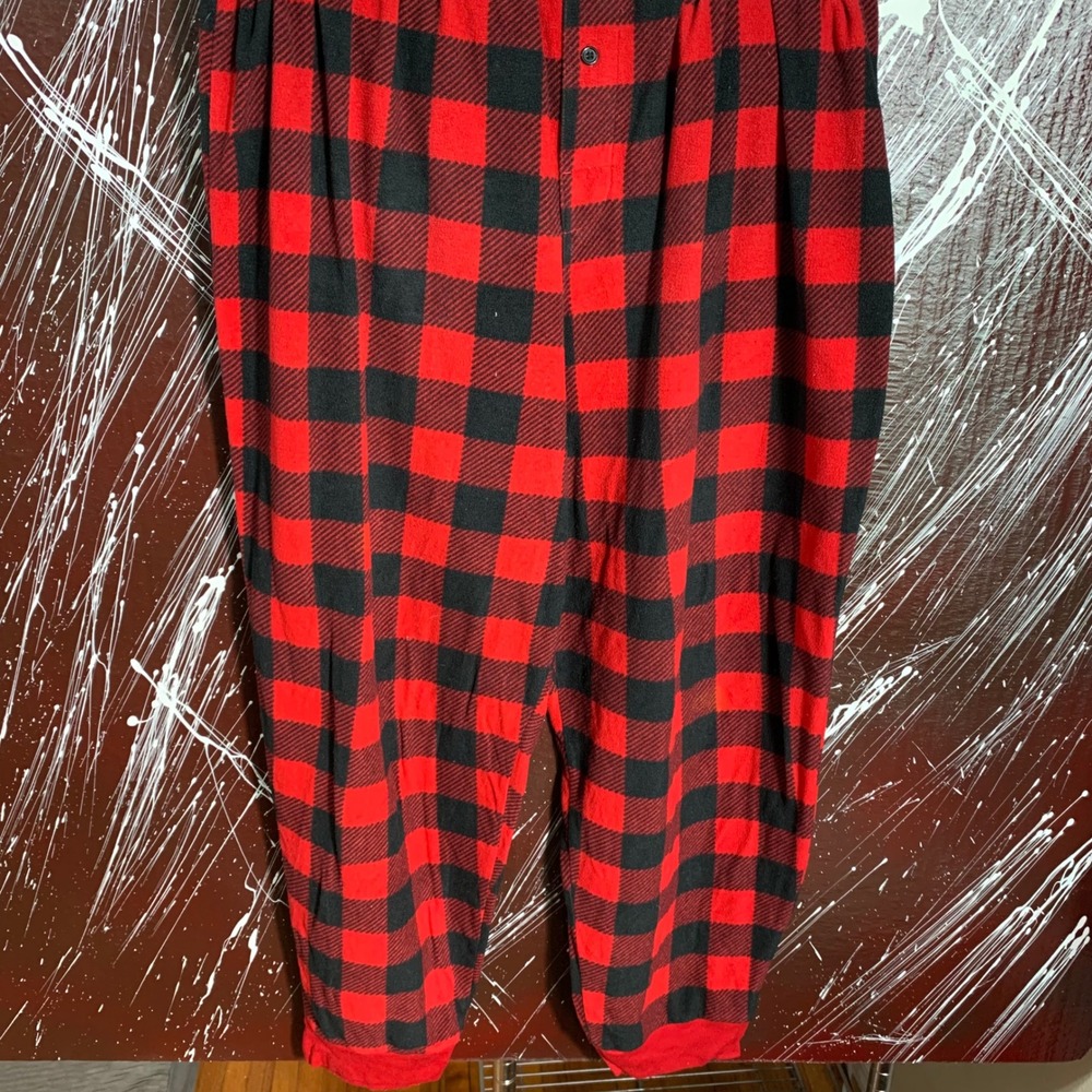 PJs + Pancakes Mens 2X Pajama Pants Red Black Buffalo Plaid Fleece Sleepwear 40